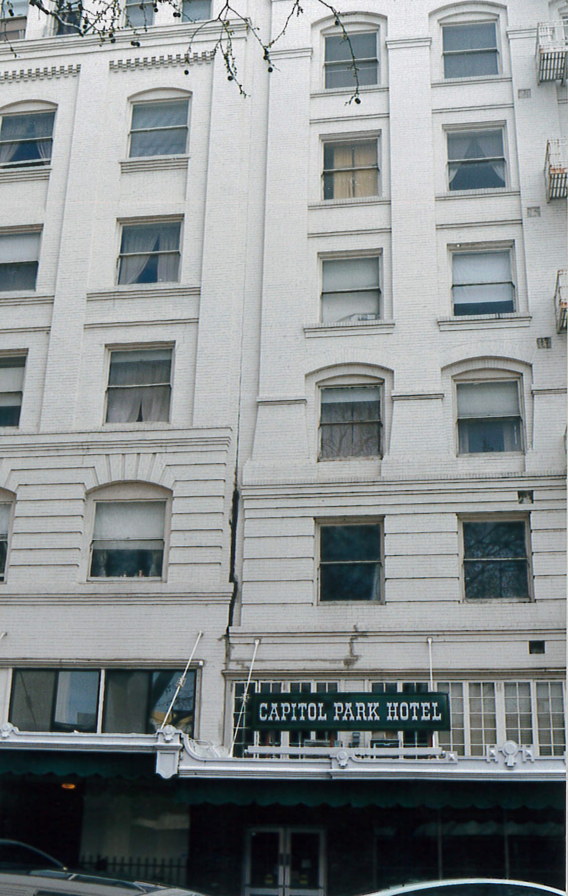 View of gap in joint between the two buildings, southeast side